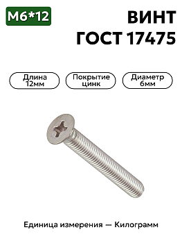 винт м6х12 гост 17475-80 (цинк) в Нижнем Новгороде